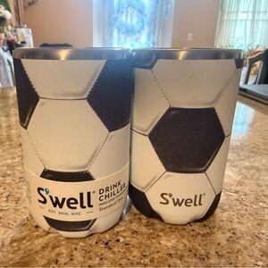 S’well Insulated Stainless Drink Chiller Soccer Themed Set of 2